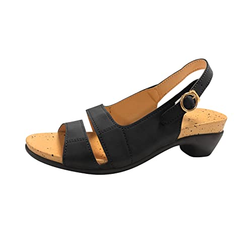 WOXIHUAN Damen Klobigem Absätze Sandalen Fisch Mund Sandaletten Frauen Klettverschluss mit Verstellbaren Sandale Rutschfeste Sandal Atmungsaktiv Sandalette Lässige Slippers Offene Zehe Sandals von WOXIHUAN