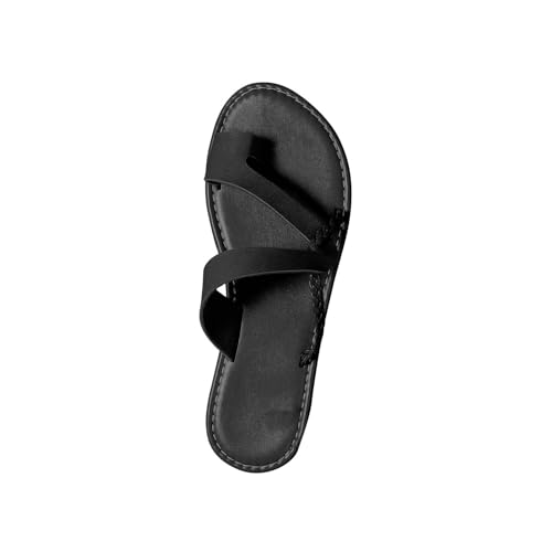 WOXIHUAN Damen Zehenring Sandals Sale Gekreuzte Riemen Sandalen Frauen Flache Sandaletten Rutschfeste Sandale Leder Sandal Strand Sandalette Lässige Slippers Outdoor Hausschuhe Offene Zehe Schuhe von WOXIHUAN