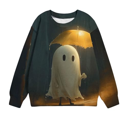 WOXIHUAN Halloween Pullover Sale für Jungen Mädchen Geist Drucken Sweatshirt Langarm Winterpullover Outdoor Streetwear Luftig Langshirt Sweat Kostüme Loungewear Festlich Blusen Halloween Kostüme von WOXIHUAN
