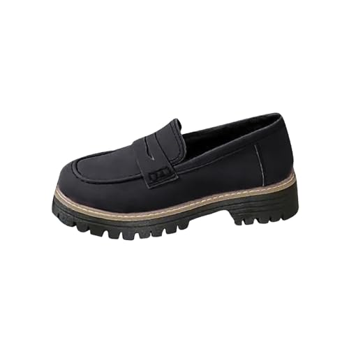 WOXIHUAN Mary Janes Schuhe Damen Pumps Frauen Chunky Plattform Bootsschuhe Loafers Halbschuhe Runde Zehe Wohnungen Seicht Mund Freizeitschuhe Dicke Sohle Schuhe Rutschfeste Sommerschuhe von WOXIHUAN
