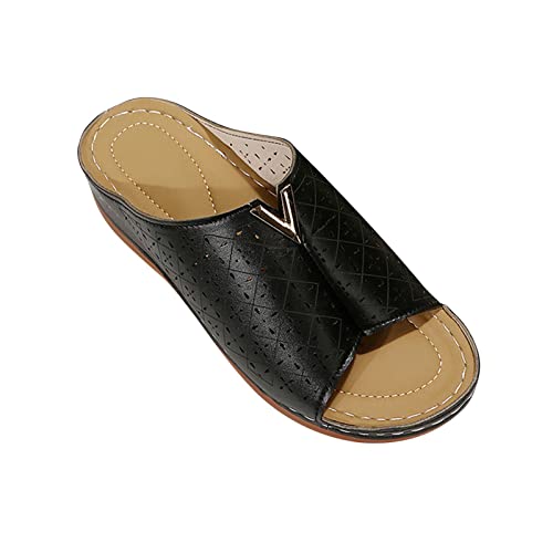 Plateau Sandalen Damen Mesh Oberen Sandals Frauen Fisch Mund Sandalette Dicke Sohle Sandal Leder Sandale Atmungsaktiv Sandaletten rutschfeste Slippers Lässig Schuhe Outdoor Hausschuhe von WOXIHUAN