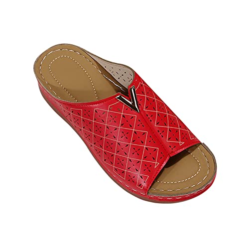 WOXIHUAN Plateau Sandalen Damen Mesh Oberen Sandals Frauen Fisch Mund Sandalette Dicke Sohle Sandal Leder Sandale Atmungsaktiv Sandaletten Rutschfeste Slippers Lässig Schuhe Outdoor Hausschuhe von WOXIHUAN