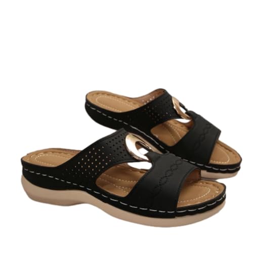 WOXIHUAN Plateau Sandalen Damen Sale Orthopädische Sliders Frauen Fischmaul Sandaletten Plattform Offene Schuhe Freizeit Sommerschuhe Sommer Faux Leder Schlappen Dicke Sohle Strandschuhe Rutschfeste von WOXIHUAN
