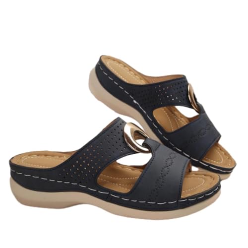 WOXIHUAN Plateau Sandalen Damen Sale Orthopädische Sliders Frauen Fischmaul Sandaletten Plattform Offene Schuhe Freizeit Sommerschuhe Sommer Faux Leder Schlappen Dicke Sohle Strandschuhe Rutschfeste von WOXIHUAN