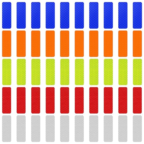 50 Stück Reflektorband Klebeband, 3 * 8 cm Selbstklebendes Reflektierendes Fahrrad-Warnband, Fahrrad Motorrad Warnband, Reflektoren Kinder Klebeband von WOXJENA