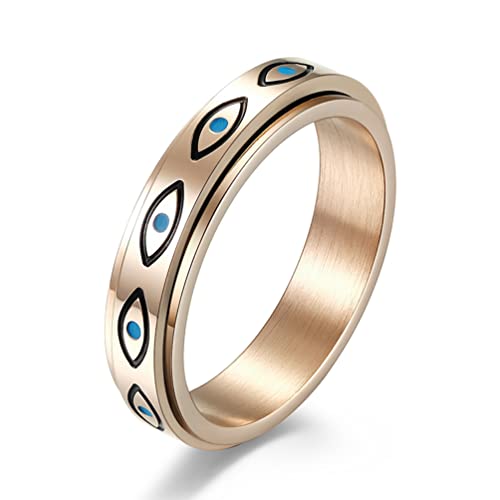 WOYNJI Edelstahl Auge des Horus Spinner Ring für Männer Frauen Allsehendes Auge Gottes Hochzeitsband Fidget Angst Ringe Metall Kein Edelstein von WOYNJI