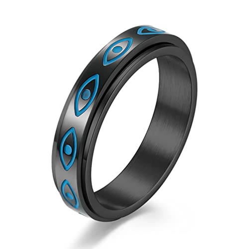 WOYNJI Edelstahl Auge des Horus Spinner Ring für Männer Frauen Allsehendes Auge Gottes Hochzeitsband Fidget Angst Ringe Metall Kein Edelstein von WOYNJI