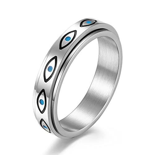 WOYNJI Edelstahl Auge des Horus Spinner Ring für Männer Frauen Allsehendes Auge Gottes Hochzeitsband Fidget Angst Ringe Metall Kein Edelstein von WOYNJI