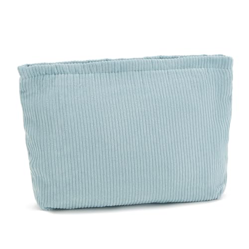WOZEAH Make-up-Tasche für Geldbörse, kleine Kosmetiktasche, stilvolle Make-up-Tasche mit Reißverschluss, Reise-Kulturbeutel aus Segeltuch, Cord-Blau WOZEAH Make-up-Tasche für Geldbörse, kleine Kosmetiktasche, stilvolle Make-up-Tasche mit Reißverschluss, Reise-Kulturbeutel aus Segeltuch, Cord-Blau von WOZEAH
