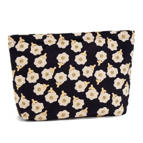 WOZEAH Make-up-Tasche für Geldbörse, kleine Kosmetiktasche, stilvolle Make-up-Tasche mit Reißverschluss, Reise-Kulturbeutel aus Segeltuch, Floraler Kordsamt 3 WOZEAH Make-up-Tasche für Geldbörse, kleine Kosmetiktasche, stilvolle Make-up-Tasche mit Reißverschluss, Reise-Kulturbeutel aus Segeltuch, Floraler Kordsamt 3 von WOZEAH