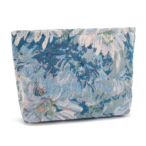 WOZEAH Make-up-Tasche für Geldbörse, kleine Kosmetiktasche, stilvolle Make-up-Tasche mit Reißverschluss, Reise-Kulturbeutel aus Segeltuch, Gemälde Blume 1 von WOZEAH