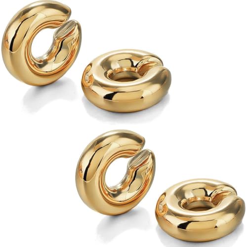 WOZNU 2 Paare Ohr Manschette Ohrringe CZ Non-Piercing Fake Helix Knorpel Manschette Ohrringe Conch Manschetten Ohrringe für Frauen, Gold von WOZNU