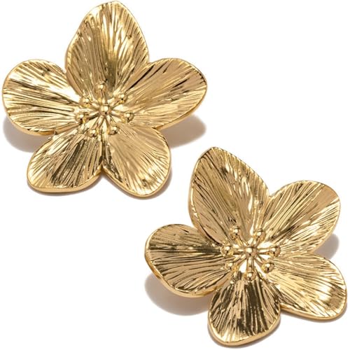 WOZNU Blumen Ohrringe Groß,Blume Tropfen Ohrringe Boho Statement Flower Earrings Hypoallergene Modeschmuck für Damen von WOZNU