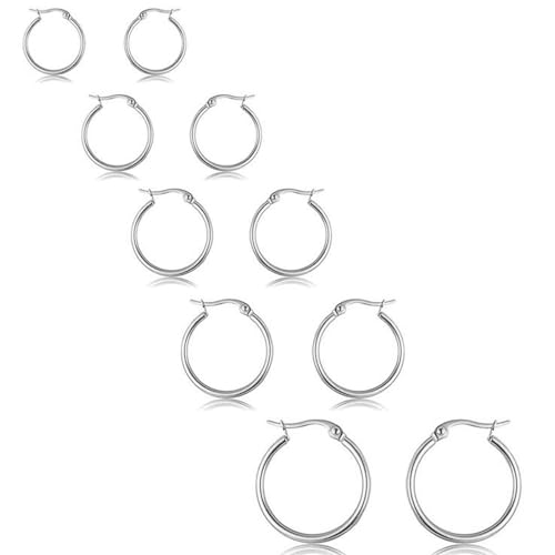 WOZNU Creolen Gold/Silber für Damen Ohrringe Gold Creolen Set Hypoallergen Ohrringe Creolen Leichte Ohrringe Creolen Silber/Gold für Mädchen Silber von WOZNU