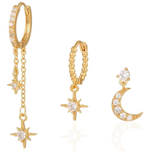 WOZNU Silber Ohrringe, Helix Piercings, Dangle, Drop, Post Fassung, Poliert, 925, 1 Stück, Huggie, Hebel Rückseite, Zurückschnappen, Gold, Silber, Ohrringe, Damen, Creolen, Ohrschmuck von WOZNU