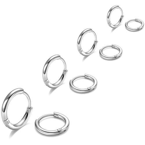 WOZNU Kleine Creolen Ohrringe für Damen Herren Chirurgenstahl Knorpel Huggie Ohrringe Snug Lobe Nase Lippen Daith Helix Piercing Schmuck Winzige Hoop Hinged Schläferohrringe 8-16MM Gold von WOZNU