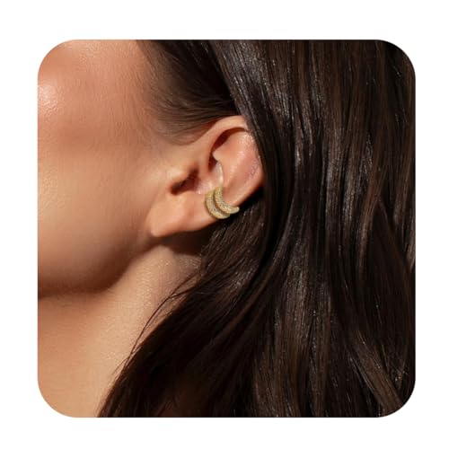 WOZNU Ohr Manschette Ohrringe CZ Non-Piercing Fake Helix Knorpel Manschette Ohrringe Conch Manschetten Ohrringe für Frauen, Gold von WOZNU