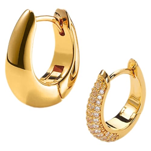 WOZNU Ohrringe Silber 925 Set für Damen Mädchen Hypoallergen Klein Ohrstecker Silber 925 Creolen Zirkonia Ohrring Schlafen Knorpel Ohrringe Set Gold 4 von WOZNU