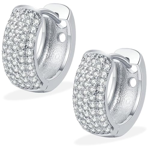 WOZNU Orecchini a cerchio in oro spesso, ipoallergenici, orecchini a cerchio grossi e cavi lucidi, per donne e ragazze, regali per la festa di nozze Silber 1 von WOZNU