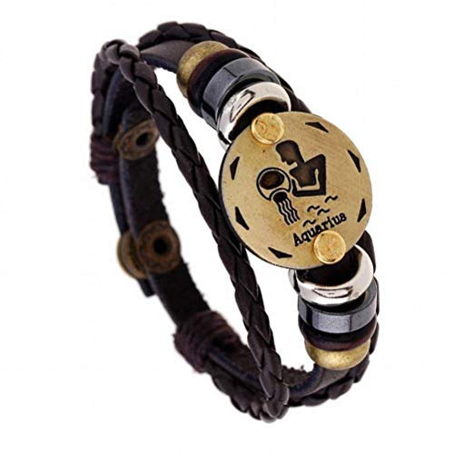 12 Konstellation Leder Armband Geburtstagsgeschenk Gewebt Verstellbare Leder Armband Student Schmuck, WOZUIMEI, Wassermann, 6 x 22 cm 12 Konstellation Leder Armband Geburtstagsgeschenk Gewebt Verstellbare Leder Armband Student Schmuck, WOZUIMEI, Wassermann, 6 x 22 cm von WOZUIMEI