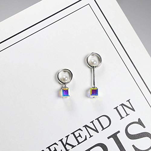 925 Sterling Silber Ohrringe Österreichischen Kristall Cube Zucker Asymmetrisch Wild Silber Schmuck Ohrringe Weiblich, WOZUIMEI, Tablett, 925 Sterling Silber Ohrringe Österreichischen Kristall Cube Zucker Asymmetrisch Wild Silber Schmuck Ohrringe Weiblich, WOZUIMEI, Tablett, von WOZUIMEI