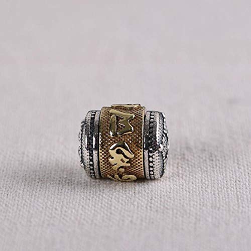 S925 Silber Retro Mode Männer und Frauen Straße Pass Sechs Wörter Motto Rotierenden Eimer Perlen Zubehör Anhänger, WOZUIMEI, 925er Silber von WOZUIMEI