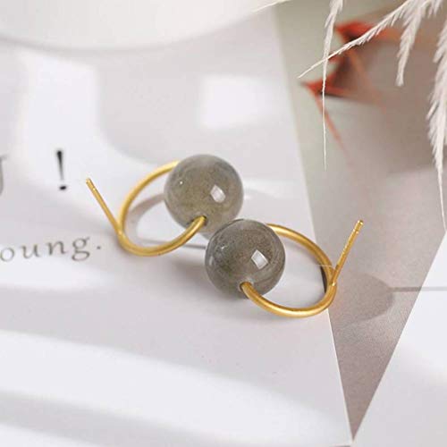 WOZUIMEI Chinesische Ohrringe Eardrop 14 Karat Gold Rosa Kristall Erdbeer Kristall Grau Mondschein Ohrringe Personalisierte Mode Weibliche OhrringeGrauer Mondscheinstein von WOZUIMEI