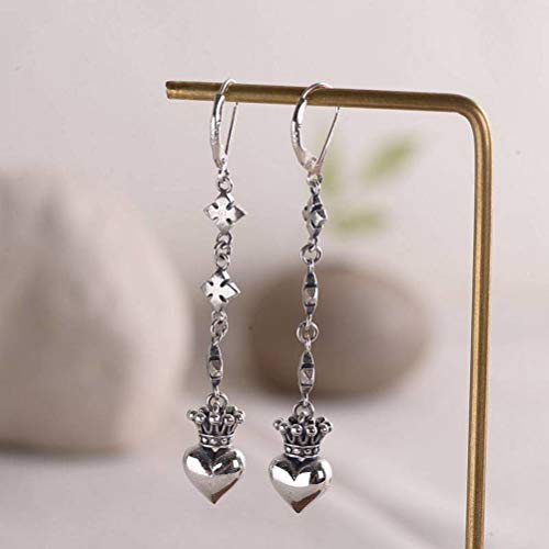 WOZUIMEI Chinesische Ohrringe Eardrop S925 Silber Weibliche Mode Krone Pfirsich Herz Quaste Ohrringe Thai Silber Temperament OhrringeWie gezeigt von WOZUIMEI