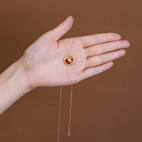 WOZUIMEI Chinesische Ohrringe Eardrop S925 Sterling Silber Vergoldete Ohrringe Halskette Südrot Achat Persönlichkeit Uhr Kreative Temperament WeiblichHalskette von WOZUIMEI