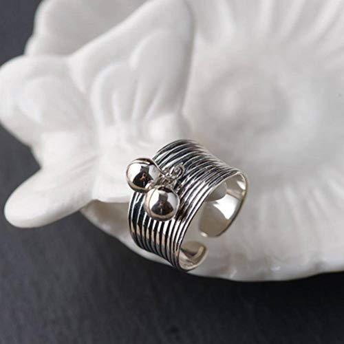WOZUIMEI Chinesischer Ringjuwely S925 Sterling Silber Ring Vintage Thai Silber Craft Ring Einfache Klassische Weibliche Verstellbare Geteilte Doppelkugel Silber RingEinstellbare Öffnung WOZUIMEI Chinesischer Ringjuwely S925 Sterling Silber Ring Vintage Thai Silber Craft Ring Einfache Klassische Weibliche Verstellbare Geteilte Doppelkugel Silber RingEinstellbare Öffnung von WOZUIMEI