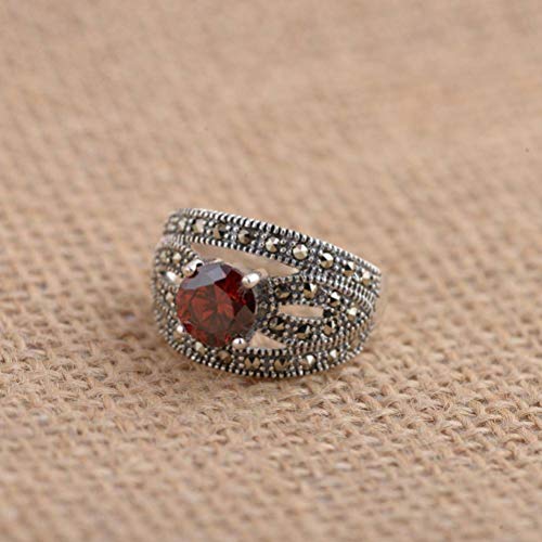 WOZUIMEI Chinesischer Ringschmuck Antiker S925 Sterling Silber Ring Weiblicher Jacinth Markasit Ring Thailändisches SilberRing, 16.6 WOZUIMEI Chinesischer Ringschmuck Antiker S925 Sterling Silber Ring Weiblicher Jacinth Markasit Ring Thailändisches SilberRing, 16.6 von WOZUIMEI