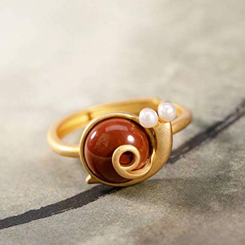 WOZUIMEI Chinesischer Ringschmuck S925 Reiner Silberring Natürlicher Südroter Achat Persönlichkeit Schnecke Weibliche Ohrringe Ohrringe Ohrringe Vergoldeter RingRing WOZUIMEI Chinesischer Ringschmuck S925 Reiner Silberring Natürlicher Südroter Achat Persönlichkeit Schnecke Weibliche Ohrringe Ohrringe Ohrringe Vergoldeter RingRing von WOZUIMEI