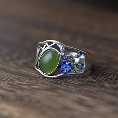 WOZUIMEI Chinesischer Ringschmuck S925 Sterling Silber Ring Pflaumenblüte Verstellbar Verstellbarer Spaltring Weibliches Silber Emaillierset Jasper ZeigefingerringJaspis WOZUIMEI Chinesischer Ringschmuck S925 Sterling Silber Ring Pflaumenblüte Verstellbar Verstellbarer Spaltring Weibliches Silber Emaillierset Jasper ZeigefingerringJaspis von WOZUIMEI