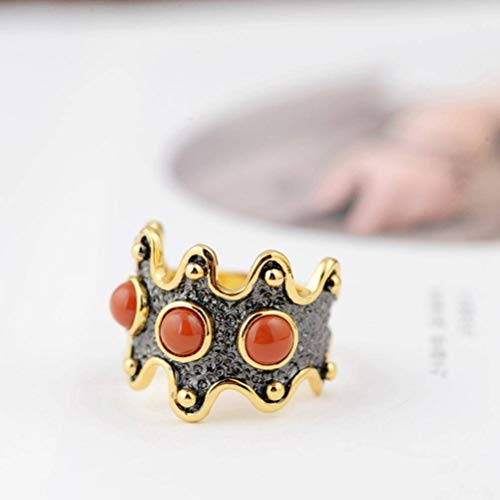 WOZUIMEI Chinesischer Ringschmuck S925 Sterling Silber Ring Vergoldet Prozess Weibliches Inlay Südrot Achat Bernstein Ring SilberSüdroter Achat WOZUIMEI Chinesischer Ringschmuck S925 Sterling Silber Ring Vergoldet Prozess Weibliches Inlay Südrot Achat Bernstein Ring SilberSüdroter Achat von WOZUIMEI