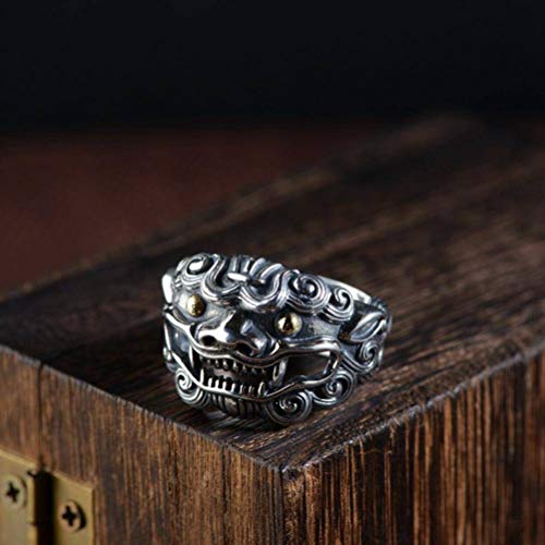 WOZUIMEI Chinesischer Ringschmuck S925 Sterling Silber Ring Vintage Craft Animal Totem Verstellbar Männlich Verstellbar Gespalten Mythical Beast RingEinstellbare Öffnung WOZUIMEI Chinesischer Ringschmuck S925 Sterling Silber Ring Vintage Craft Animal Totem Verstellbar Männlich Verstellbar Gespalten Mythical Beast RingEinstellbare Öffnung von WOZUIMEI