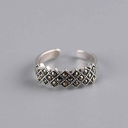 WOZUIMEI Chinesischer Ringschmuck S925 Sterling Silber Ring Vintage Handwerk Weibliche Mode Markasit Ring Thai Silber RingRing WOZUIMEI Chinesischer Ringschmuck S925 Sterling Silber Ring Vintage Handwerk Weibliche Mode Markasit Ring Thai Silber RingRing von WOZUIMEI