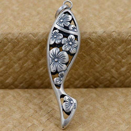 WOZUIMEI Chinesischer Ringschmuck S925 Sterling Silber Ringanhänger Weiblicher Hohler Dreidimensionaler Doppelseitiger FischanhängerAnhänger WOZUIMEI Chinesischer Ringschmuck S925 Sterling Silber Ringanhänger Weiblicher Hohler Dreidimensionaler Doppelseitiger FischanhängerAnhänger von WOZUIMEI
