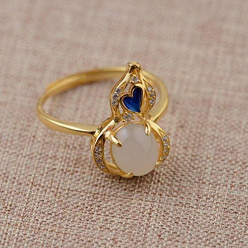 WOZUIMEI Chinesischer Ringschmuck S925 Sterlingsilberring Mikroset Zirkon Versilbert Cloisonne Weiblicher Silberkürbis Jasper Weißer Jade-RingWeißer Chalzedon WOZUIMEI Chinesischer Ringschmuck S925 Sterlingsilberring Mikroset Zirkon Versilbert Cloisonne Weiblicher Silberkürbis Jasper Weißer Jade-RingWeißer Chalzedon von WOZUIMEI