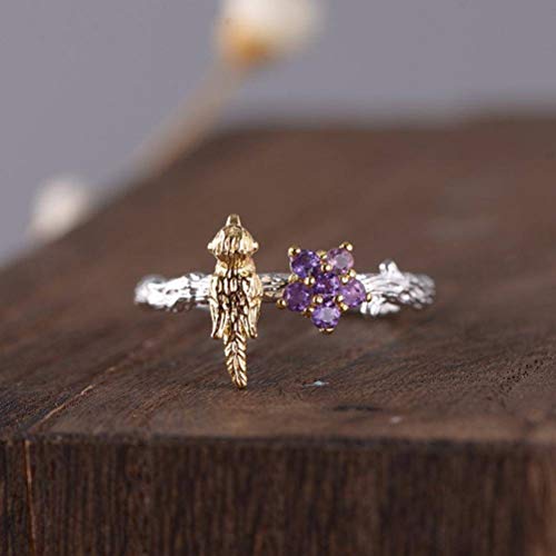 WOZUIMEI Chinesischer Ringschmuck S925 Sterlingsilberring Weibliche Mode Literarischer Stil Vergoldeter Vogel Eingelegter Zirkon Verstellbarer SpaltringEinstellbare Öffnung WOZUIMEI Chinesischer Ringschmuck S925 Sterlingsilberring Weibliche Mode Literarischer Stil Vergoldeter Vogel Eingelegter Zirkon Verstellbarer SpaltringEinstellbare Öffnung von WOZUIMEI
