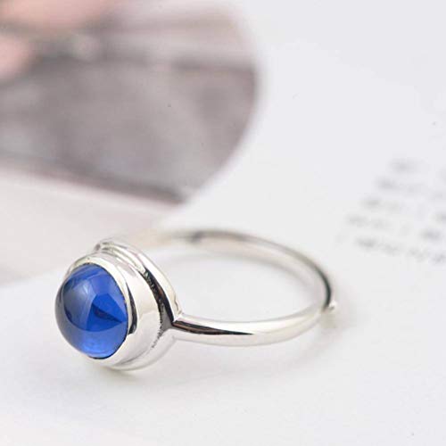 WOZUIMEI Chinesischer Ringschmuck Synthetischer Blauer Korundring S925 Sterlingsilberring Weiblich Rund Verstellbares Geschenk im Split-StilEinstellbare Öffnung WOZUIMEI Chinesischer Ringschmuck Synthetischer Blauer Korundring S925 Sterlingsilberring Weiblich Rund Verstellbares Geschenk im Split-StilEinstellbare Öffnung von WOZUIMEI
