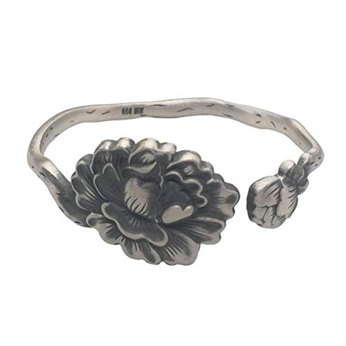 WOZUIMEI Chinesischer Stil Ring Schmuck Reinen Silber Ring Retro Weibliche Mode Pfingstrose Blume Verstellbare Geteilte Armband Thai Silber Matt RingArmband WOZUIMEI Chinesischer Stil Ring Schmuck Reinen Silber Ring Retro Weibliche Mode Pfingstrose Blume Verstellbare Geteilte Armband Thai Silber Matt RingArmband von WOZUIMEI