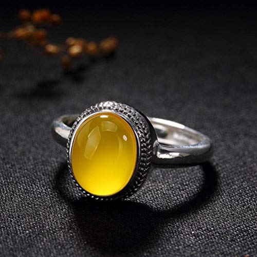 WOZUIMEI Chinesischer Stil Ring Schmuck S925 Geflochten Reines Silber Thailändische Silber Retro Eingelegt Granatapfel Rot Korund Gelb Chalcedon Weiblicher Ring Open Chalcedon G WOZUIMEI Chinesischer Stil Ring Schmuck S925 Geflochten Reines Silber Thailändische Silber Retro Eingelegt Granatapfel Rot Korund Gelb Chalcedon Weiblicher Ring Open Chalcedon G von WOZUIMEI