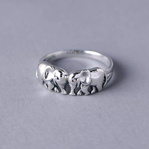 WOZUIMEI Chinesischer Stil Ring Schmuck S925 Intime Silber Antiker Ring Weibliche Einfache Mode Baby Elefant Objekt Geschlossen Silber RingRing, 18.2 von WOZUIMEI