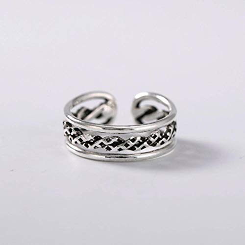 WOZUIMEI Chinesischer Stil Ring Schmuck S925 Rein Silber Retro Thai Silber Einfache Weibliche Geflochtene Weibliche Ring Offener Japanischer und Koreanischer Ring Einstellbare Öffnung WOZUIMEI Chinesischer Stil Ring Schmuck S925 Rein Silber Retro Thai Silber Einfache Weibliche Geflochtene Weibliche Ring Offener Japanischer und Koreanischer Ring Einstellbare Öffnung von WOZUIMEI