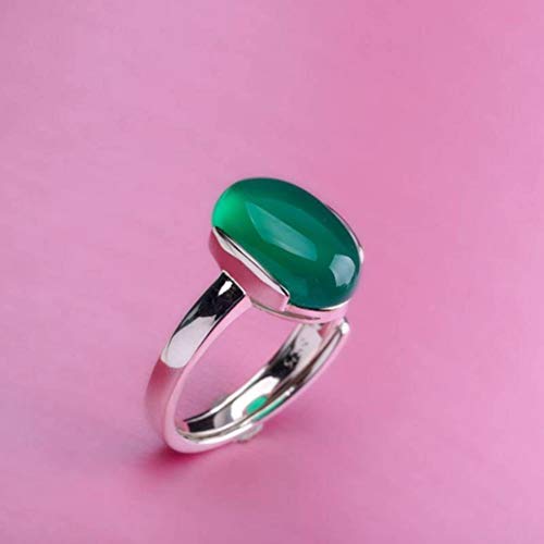 WOZUIMEI Chinesischer Stil Ring Schmuck S925 Reinen Silber Ring Schmuck Mode Handgefertigte Weibliche Verstellbare Design Chrysopras RingChrysopras von WOZUIMEI