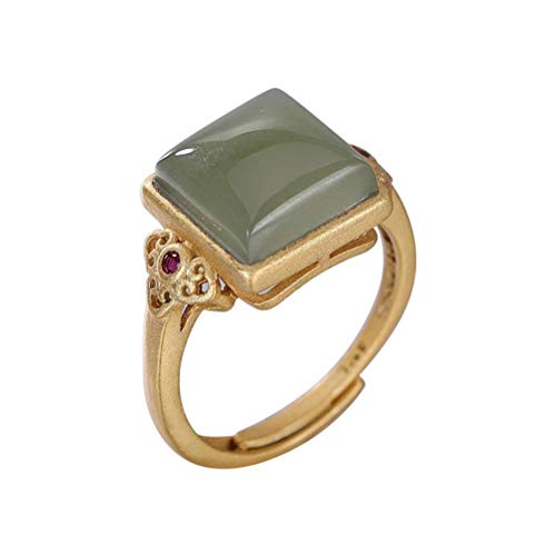 WOZUIMEI Chinesischer Stil Ring Schmuck S925 Reines Silber Natürlicher Nephrit Jade Weiß Grünlich Xiangyun Retro Persönlichkeit Weibliche Öffnung Vergoldeter Ring, Gold, Silber WOZUIMEI Chinesischer Stil Ring Schmuck S925 Reines Silber Natürlicher Nephrit Jade Weiß Grünlich Xiangyun Retro Persönlichkeit Weibliche Öffnung Vergoldeter Ring, Gold, Silber von WOZUIMEI