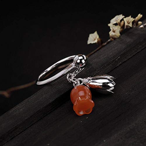 WOZUIMEI Chinesischer Stil Ring Schmuck S925 Reines Silber Ring Natürliche Einlage Ring Für Frauen Temperament Lilie Süd Rote Orchidee Öffnung Temperament, Silber WOZUIMEI Chinesischer Stil Ring Schmuck S925 Reines Silber Ring Natürliche Einlage Ring Für Frauen Temperament Lilie Süd Rote Orchidee Öffnung Temperament, Silber von WOZUIMEI