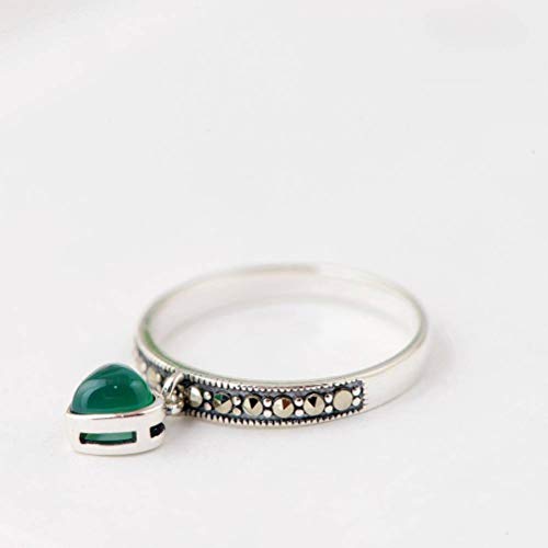 WOZUIMEI Chinesischer Stil Ring Schmuck S925 Sterling Silber Ring Eingelegt Chalcedon Ring Gesicht Ring Mode Weibliche Einfache Literarische Stil Pfirsich Herz Silber RingGrün, 17.8 WOZUIMEI Chinesischer Stil Ring Schmuck S925 Sterling Silber Ring Eingelegt Chalcedon Ring Gesicht Ring Mode Weibliche Einfache Literarische Stil Pfirsich Herz Silber RingGrün, 17.8 von WOZUIMEI