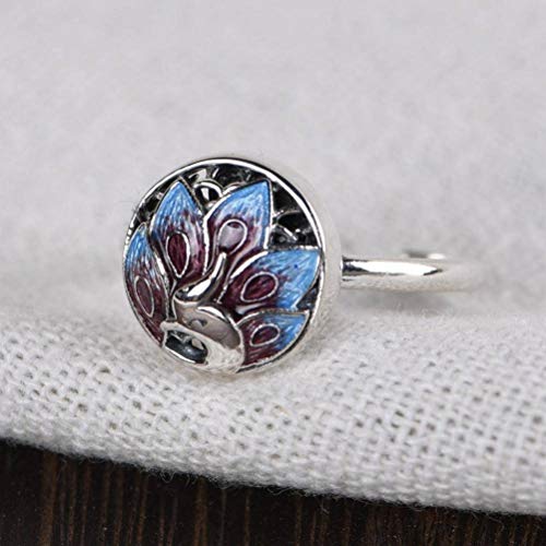 WOZUIMEI Chinesischer Stil Ring Schmuck S925 Sterling Silber Ring Emaille Handwerk Schmuck Ring Literarischen Stil Einstellbare Geteilte Weibliche Phoenix Silber RingEinstellbare Öffnung WOZUIMEI Chinesischer Stil Ring Schmuck S925 Sterling Silber Ring Emaille Handwerk Schmuck Ring Literarischen Stil Einstellbare Geteilte Weibliche Phoenix Silber RingEinstellbare Öffnung von WOZUIMEI