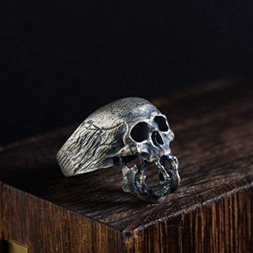 WOZUIMEI Chinesischer Stil Ring Schmuck S925 Sterling Silber Ring Retro Handwerk Männlich Geschlossen Schädel Ring Mode Besteck Schädel FormRing, 19.4 WOZUIMEI Chinesischer Stil Ring Schmuck S925 Sterling Silber Ring Retro Handwerk Männlich Geschlossen Schädel Ring Mode Besteck Schädel FormRing, 19.4 von WOZUIMEI